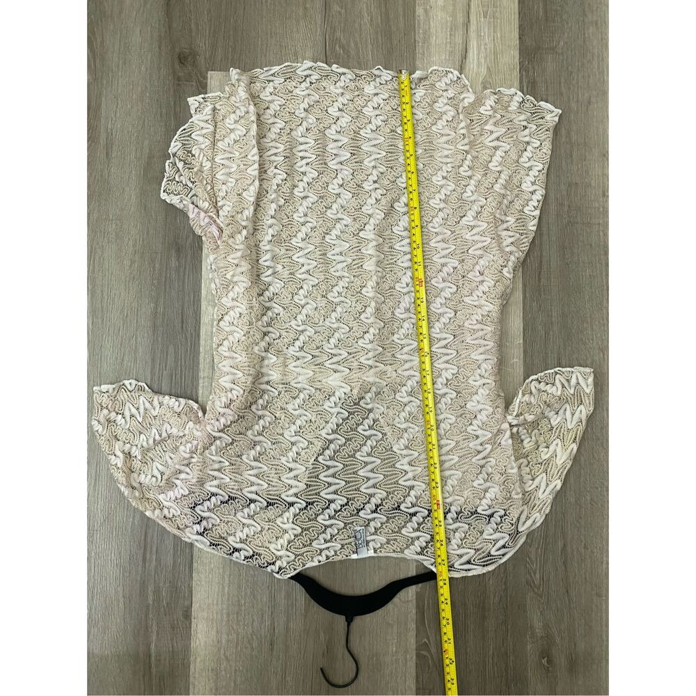 BECCA BY REBECCA VIRTUE Sundown Zigzag Crochet Tan White Tunic cover up, MP $88 - Picture 6 of 9